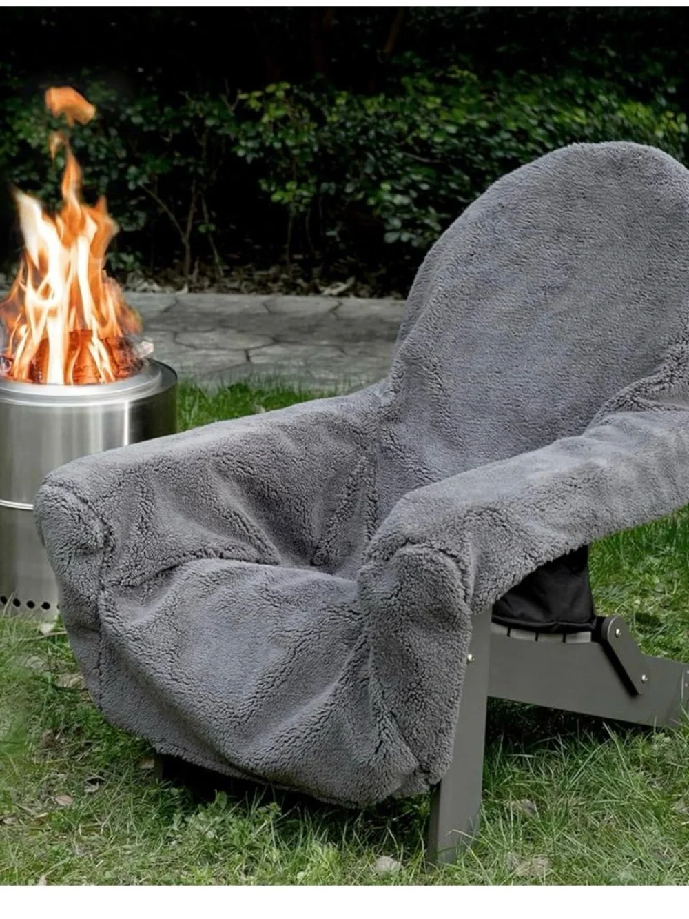 Plush Gray Outdoor Chair Cover